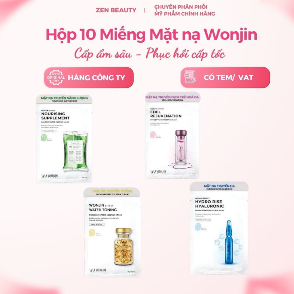 Combo 10 Miếng Mặt Nạ Wonjin cấp ẩm Hàn Quốc Mặt Nạ Wonjin dưỡng trắng, phục hồi da chuyên sâu