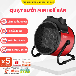  Máy Sưởi Quạt Sưởi Mini Để Bàn Công Suất 2000W Làm Ấm Cực Nhanh Chất Liệu Kim Loại Chắc Chắn Hoạt Động Bền Bỉ 