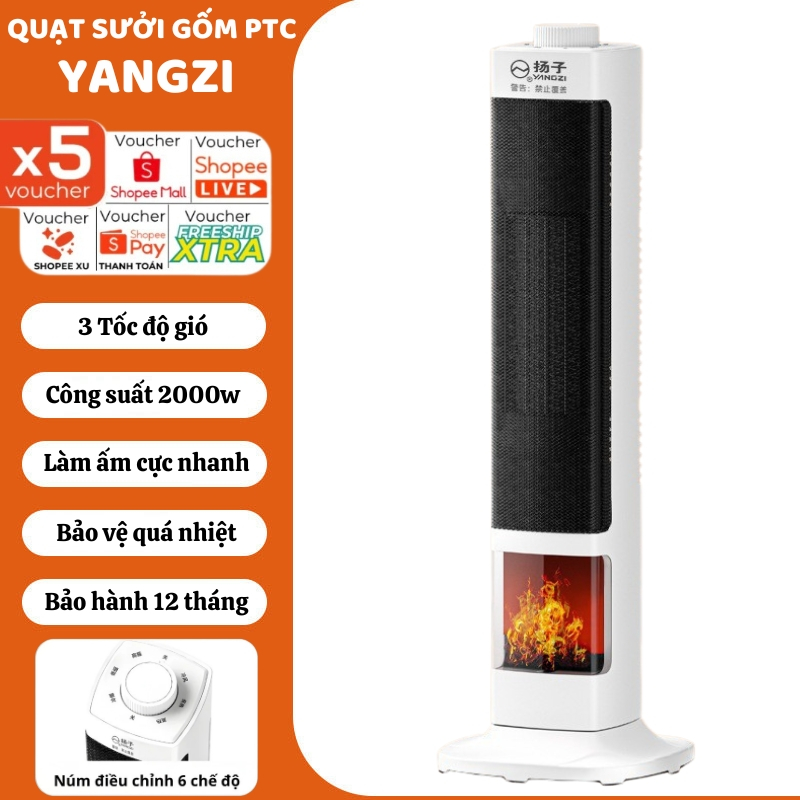 Máy Sưởi, Quạt Sưởi Gốm PTC Công Suất Lớn 2000W, Làm Ấm Cực Nhanh, Bảo Vệ Quá Nhiệt, Hoạt Động Mạnh Mẽ, Bền Bỉ