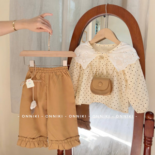  Set Babydoll Phối Ren Chấm Bi Style Hàn Họa Tiết Dành Cho Bé Gái Mềm Mịn Mướt Size Từ 6-25kg 