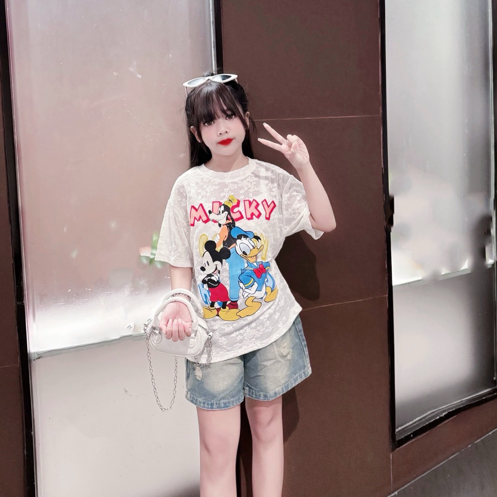 Set áo loang cô gái + quần Jean rách cho bé 22-48kg