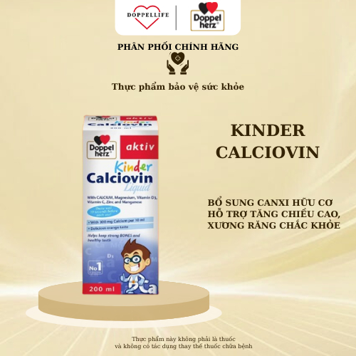 Siro canxi cho bé Doppelherz Kinder Calciovin bổ sung canxi hữu cơ hỗ trợ tăng chiều cao, xương chắc