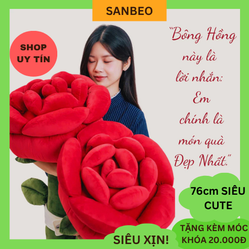Gấu Bông Hoa Hồng Khổng Lồ - Bó Hoa Hồng Quà Tặng Bạn Gái Người Thân Mềm Mại Lãng Mạn - SANBEO