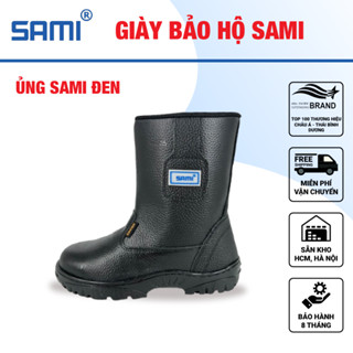  Ủng Bảo Hộ Lao Động Sami 2 Lớp - Da Bò Thật Lót Thép Chống Đinh Đế Chống Đâm Xuyên Dập Ngón 