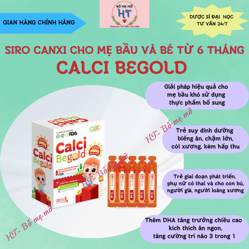 Canxi begold K2D3- Calcium 20ống bổ sung acid amin, sữa non bé ăn ngon ngủ ngon,tăng hấp thu canxi,g
