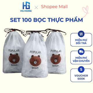   COMBO 5 TÚI  Túi Bọc Thực Phẩm HGHOME Co Giãn Set 100 Màng Bọc Có Chun Đa Năng Tiện Lợi 
