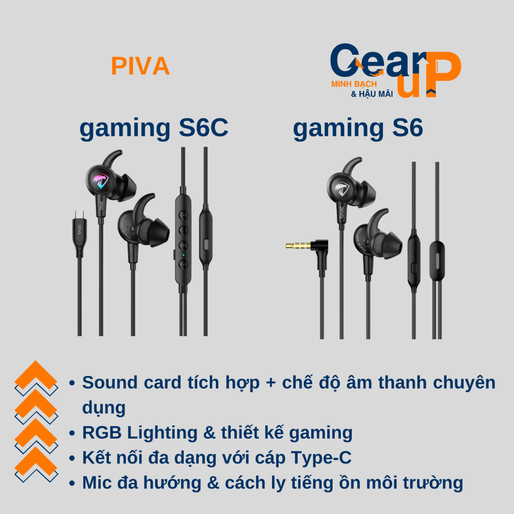 Tai nghe Gaming tích hợp Sound Card TypeC Piva S6C