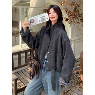  Áo khoác dạ cao cấp phong cách châu Âu – cổ đứng kèm đai thắt eo thời trang dáng thanh lịch hiện đại mẫu mới thu đông 