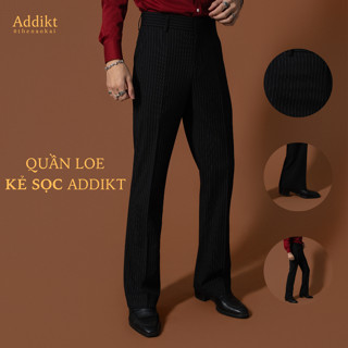  Quần Ống Loe Sọc Nam Cạp Cao Đứng Form Addikt Pinstripe Flared Trousers High Rise 