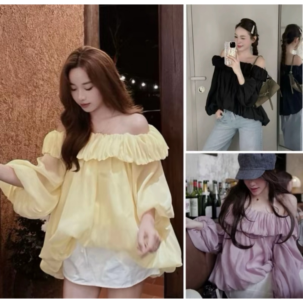 ÁO TRỄ VAI BÍ NHÚN BÈO TAY BỒNG DÀI TAY CHẤT VOAN TƠ HÀNG 2 lớp | BigBuy360 - bigbuy360.vn