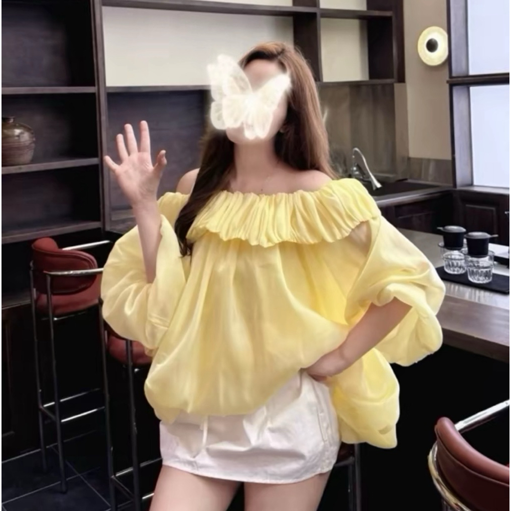 ÁO TRỄ VAI BÍ NHÚN BÈO TAY BỒNG DÀI TAY CHẤT VOAN TƠ HÀNG 2 lớp | BigBuy360 - bigbuy360.vn