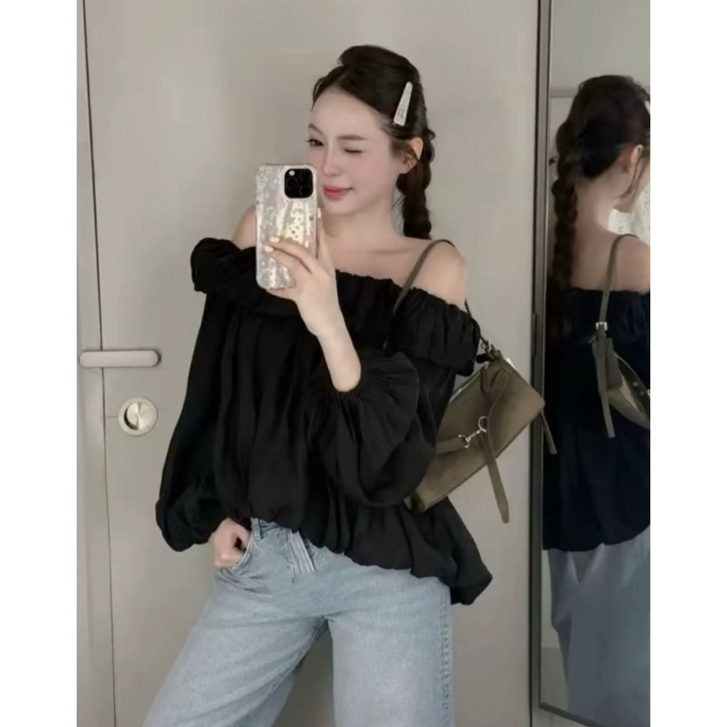 ÁO TRỄ VAI BÍ NHÚN BÈO TAY BỒNG DÀI TAY CHẤT VOAN TƠ HÀNG 2 lớp | BigBuy360 - bigbuy360.vn