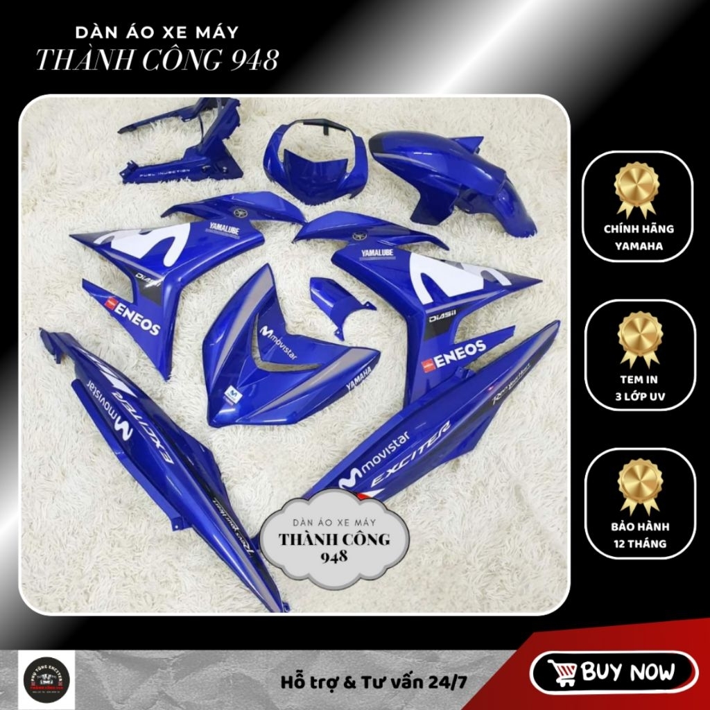 Dàn áo Exciter 150 Xanh Gp Tem Movistar | Hàng Chính Hãng chuẩn đời 2015–2023 | Tặng Tem + Baga + St