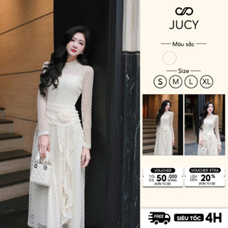  Đầm Nữ Dự Tiệc Thiết Kế BIGSIZE Váy Ren Nữ JUCY Dáng Dài Hoa Eo Dài Tay Thu Đông Sang Chảnh V38E 