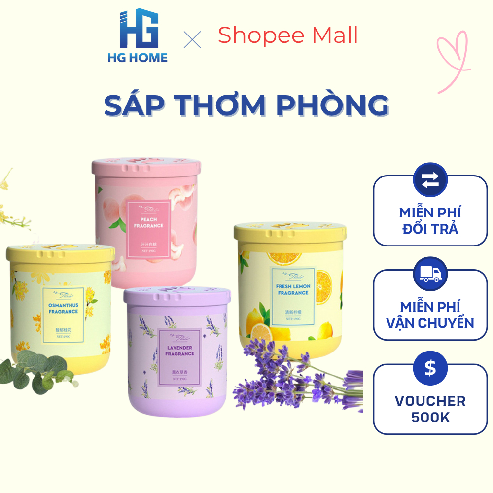 Sáp Thơm Phòng HGHOME Khử Mùi Và Làm Thơm Phòng Ngủ, Nhà Vệ Sinh 190g