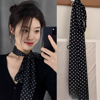 [135cm] Dây turban dáng dài hoạ tiết chấm bi đơn giản sang trọng làm khăn quàng cổ đai quần dây buộc túi sách vạt sơ mi