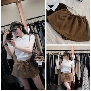    HÀNG QC   Chân Váy Chữ A Xoè Nhẹ Chất Da Lộn Linh Chi Dao 