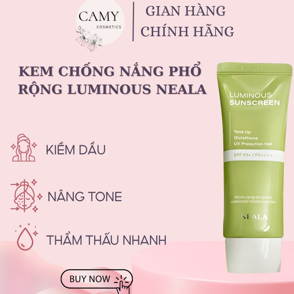 Kem Chống Nắng Phổ Rộng Neala Luminous Sunscreen 60ML SPF 50+  PA++++ Kiềm Dầu, Nâng Tone Cho Mọi Lo