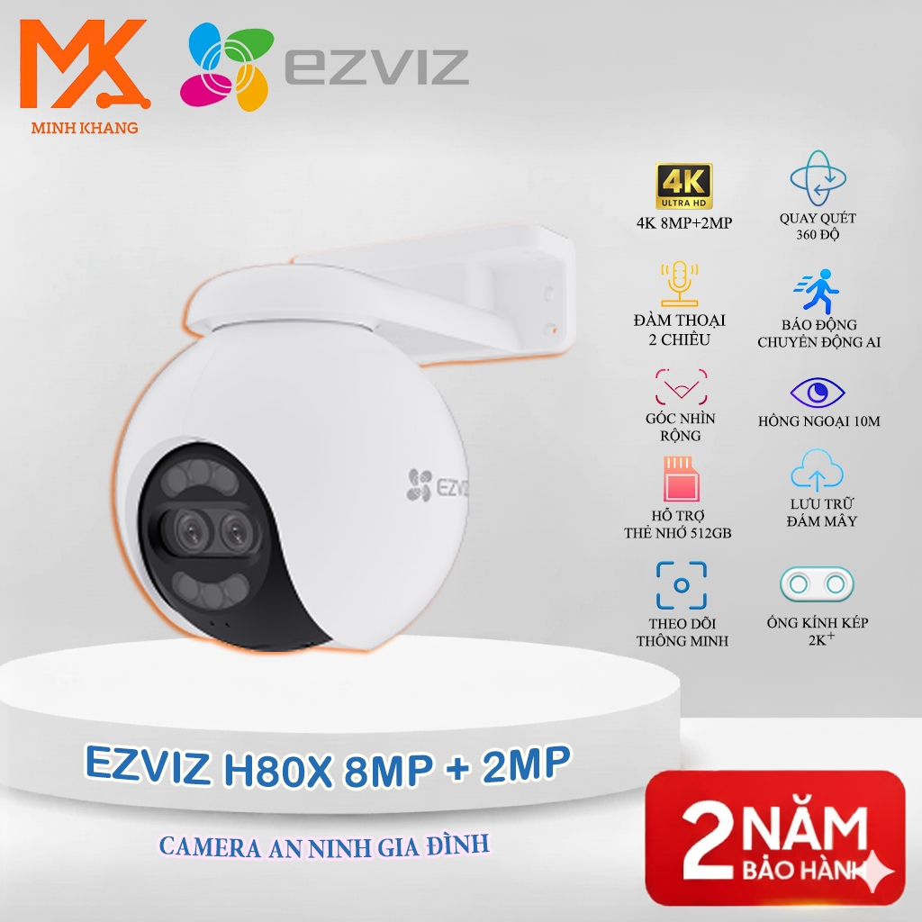 [EZVIZ CHÍNH HÃNG] Camera Wi-Fi Ngoài Trời Quay Quét EZVIZ H80x Dual 4K – Ống Kính Kép Zoom Gần Xa, 