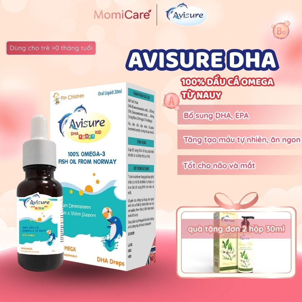 DHA cho bé 100% Dầu Cá Na Uy Avisure DHA Drops Phát Triển Não Bộ 30ml AVS-DHA