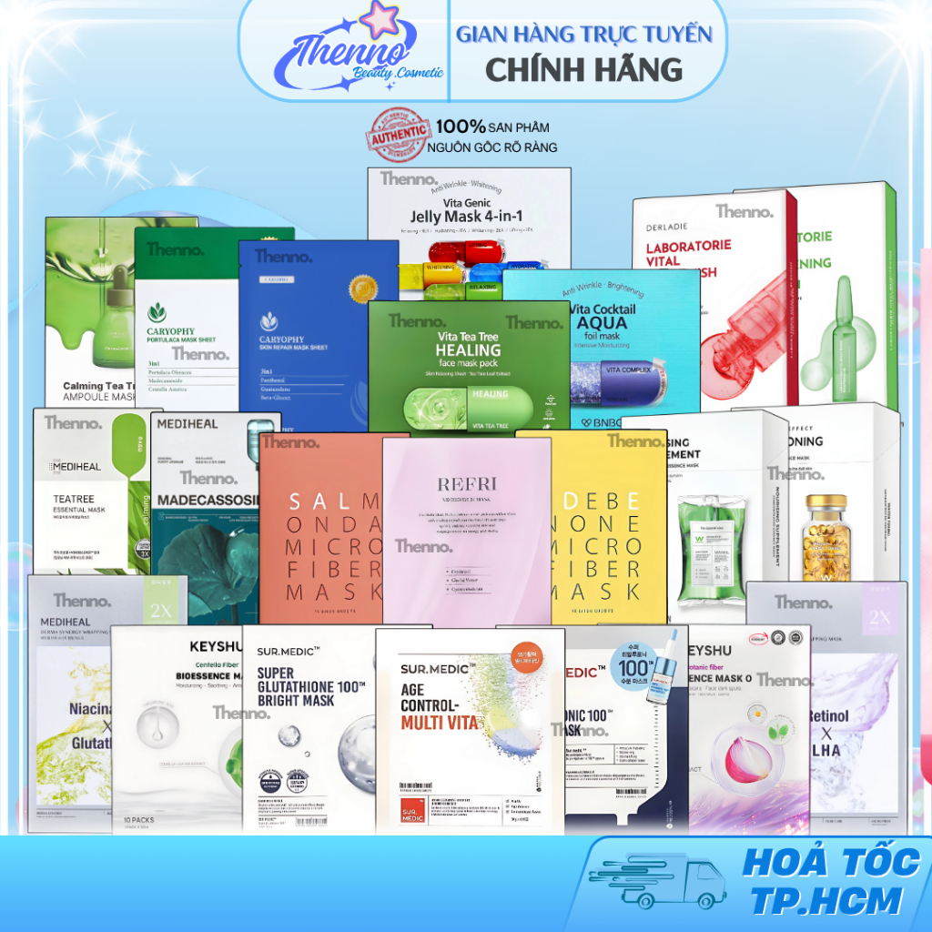 Combo 10 Mặt Nạ Giấy Sur.Medic/Wonjin/Naruko/Mediheal/BNBG/Be'Balance/CNP/Derladie/Gookin 30ml Hàn Q