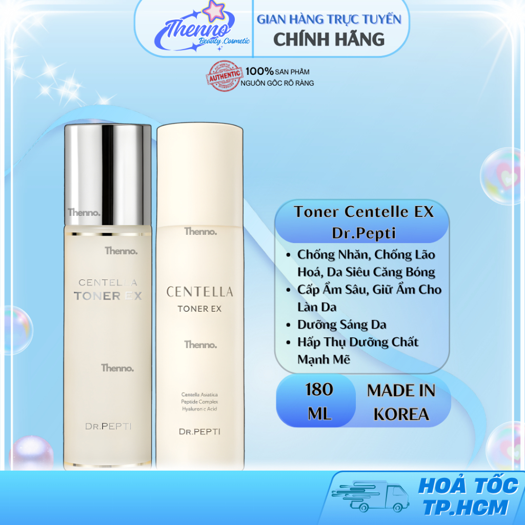 Nước Hoa Hồng Dưỡng Da Căng Bóng Dr.Pepti Centella Toner Ex 180ml Hàn Quốc