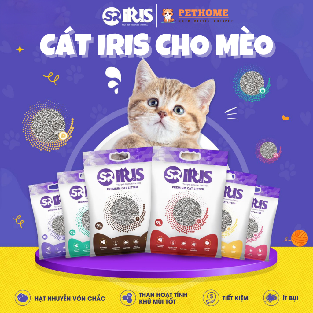[Tải 6 Túi] Cát Vệ Sinh Cho Mèo IRIS Có Than Hoạt Tính Vón Cứng, Giảm Mùi, Thấm Hút Hiệu Quả