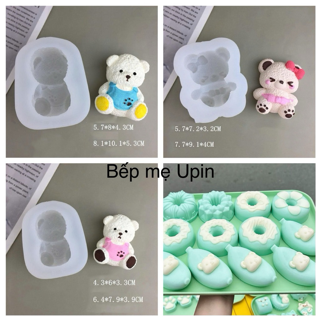 Khuôn silicon gấu bông gấu chuối đáng yêu tạo hình con gấu khuôn pudding khuôn rau câu khuôn nến thơm