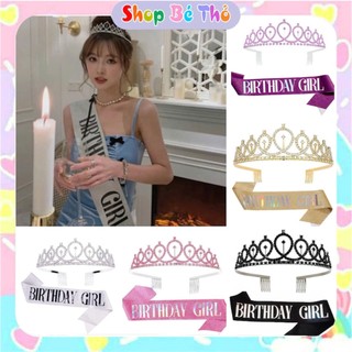 Set Vương Miện Đính Đá Kim Cương Sang Trọng Kèm Ruy Băng Satin Lấp Lánh Đeo Vai Phụ Kiện Sinh Nhật