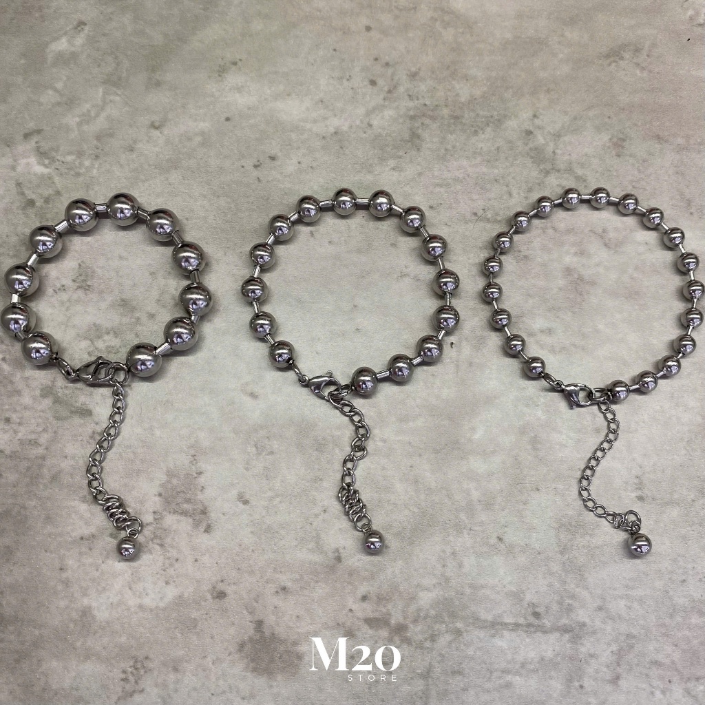 Vòng Tay Bi Tròn Thép Titan Chống Gỉ,Lắc Tay Ball Chain M20store Dạng Hạt Dễ Phối Bền Đẹp