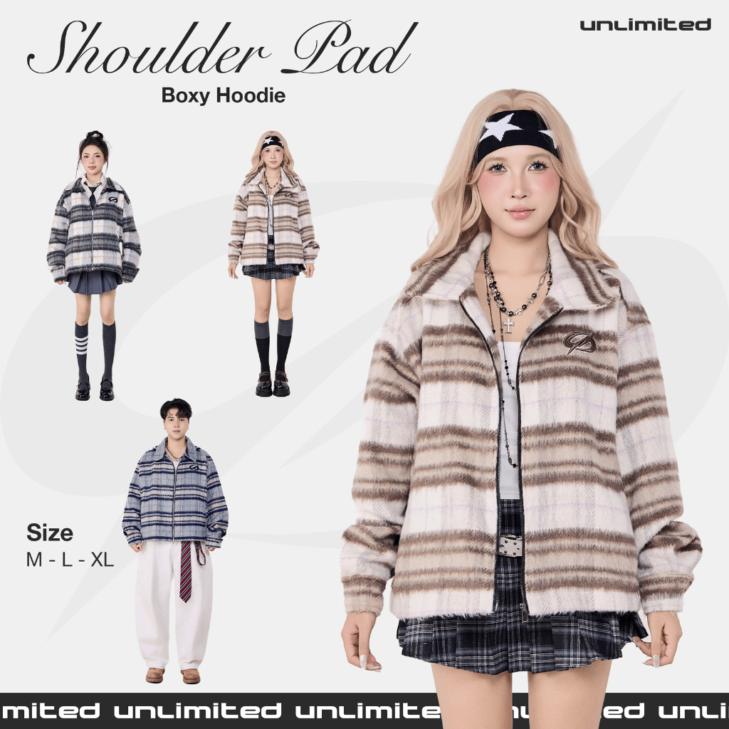 Áo Khoác Dạ Lông Ép Form Boxy Khoá Zip Kim Loại Thêu 3D - [Unlimited] "Vintage" Boxy Zip Jacket