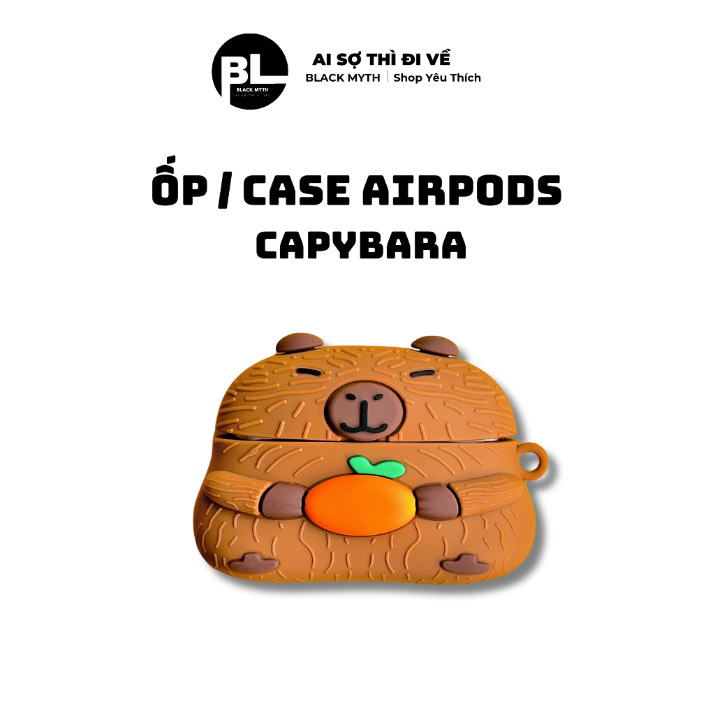 Vỏ đựng ốp, case Airpods  AP3/ Ap4/ Pro/ Pro2 - Capybara - Bảo vệ và chống sốc cho tai nghe.