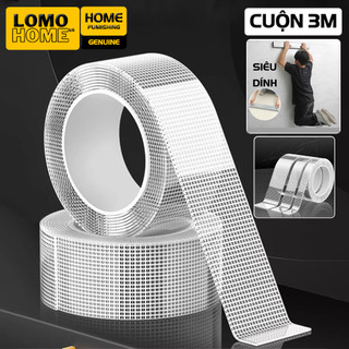  Cuộn 3 mét băng keo lưới nano 2 mặt LOMO độ dính siêu mạnh chịu tải dán mọi đồ vật chống ẩm ướt dễ dàng bóc bằng tay 