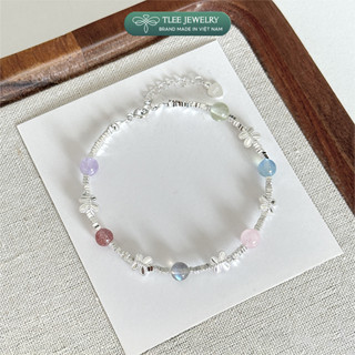  Lắc tay bạc nữ TLEE hạt bạc vỡ charm hồ điệp mix 6 hạt đá phong thủy tự nhiên hợp mệnh TLEE JEWELRY LT0483 