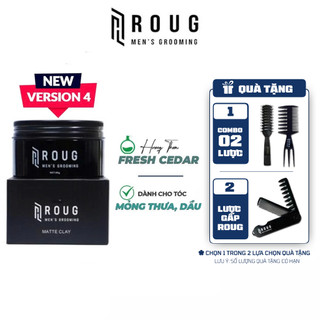  Sáp vuốt tóc Roug Matte Clay 90gr màu đen chính hãng Roug Men's Grooming  +  Lược tạo kiểu nam nữ 