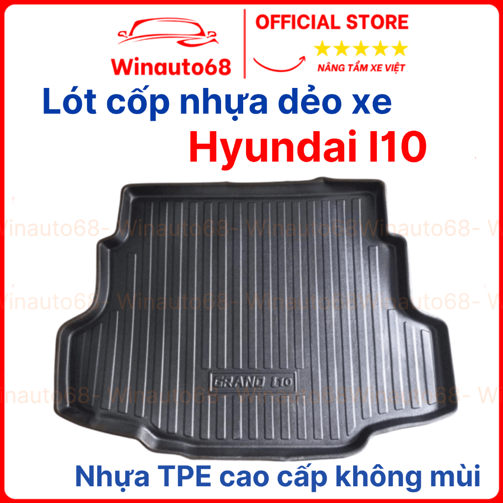 Lót cốp xe Huyndai Grand i10 Sedan 2021 2022 2023 2024 (đuôi dài) Nhựa TPO dẻo