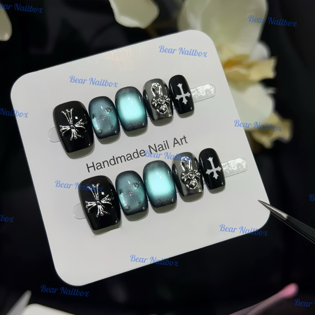 B95 Nailbox thủ công mắt mèo vuông ngắn cá tính