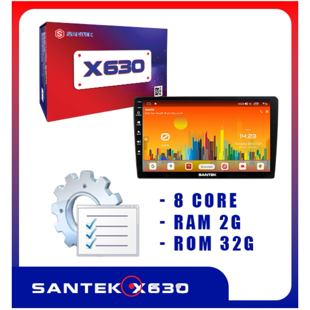 Màn Android Santek X630 chính hãng