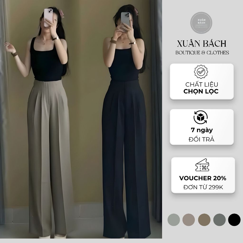 [Q01] Quần tây ống suông chất GOL nhật loại1 Quần suông ống rộng cạp liền khóa sườn Cạp cao