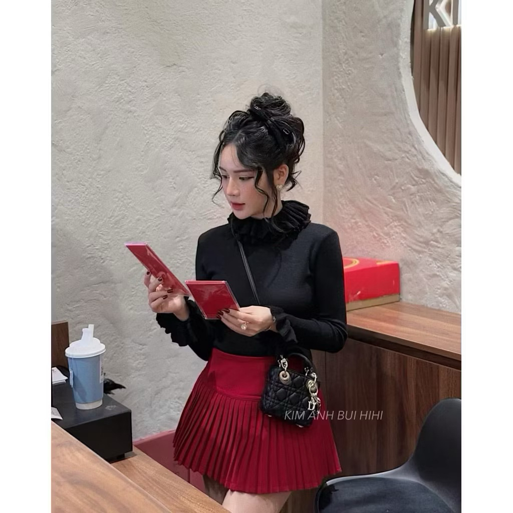 Áo Len Tăm CỔ BÈO 2 lớp Tay Loe Hàng QC co giãn 4 chiều 5 màu siêu xinh-Dành Cho Nữ | BigBuy360 - bigbuy360.vn