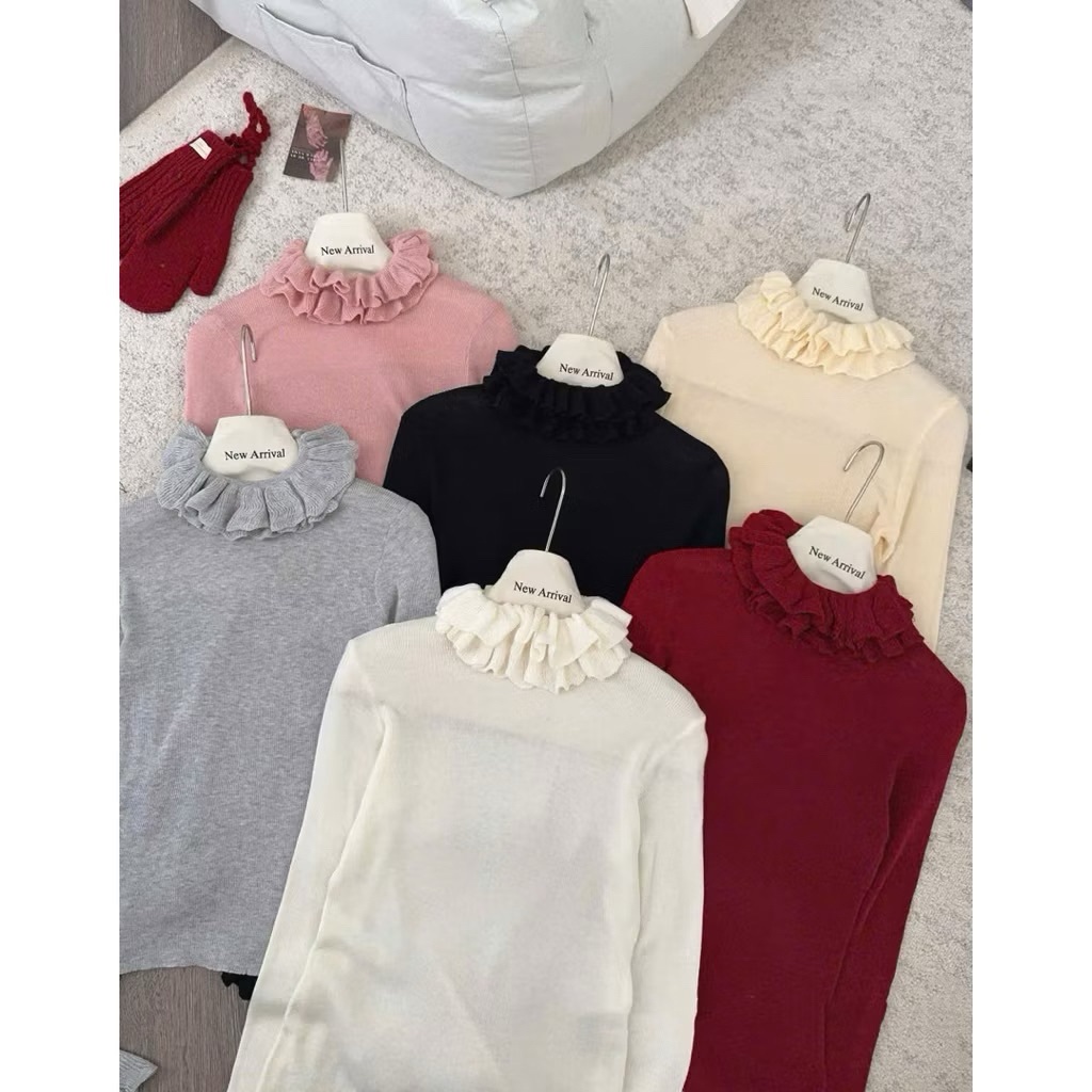 Áo Len Tăm CỔ BÈO 2 lớp Tay Loe Hàng QC co giãn 4 chiều 5 màu siêu xinh-Dành Cho Nữ | BigBuy360 - bigbuy360.vn