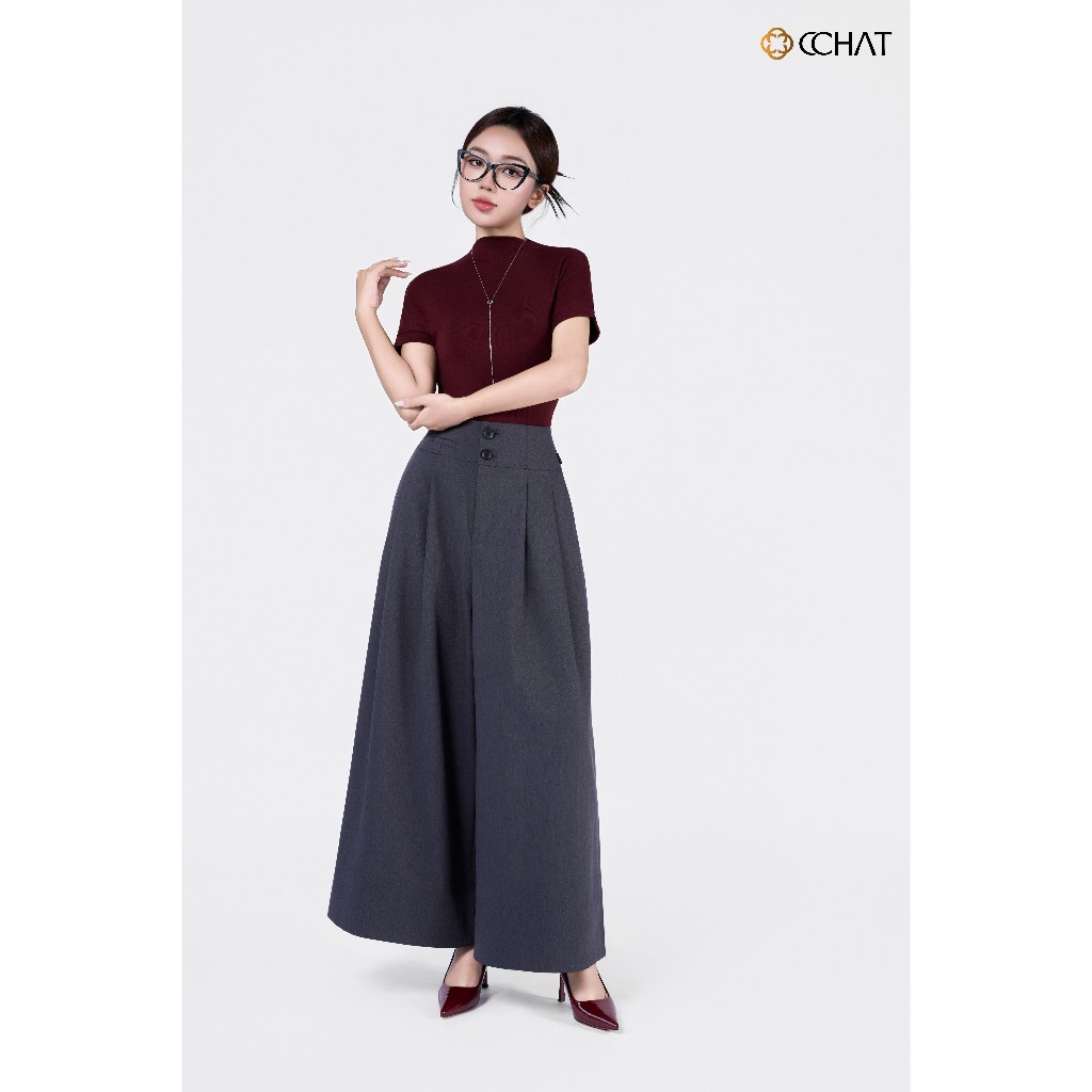 Quần Ống Rộng 𝐂𝐂𝐇𝐀𝐓 Dáng Suông Kiểu Hanas Chất Liệu Tuytsi Cao Cấp 55QDS2002ST | BigBuy360 - bigbuy360.vn