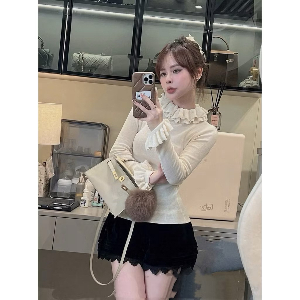 Áo Len Tăm CỔ BÈO 2 lớp Tay Loe Hàng QC co giãn 4 chiều 5 màu siêu xinh-Dành Cho Nữ | BigBuy360 - bigbuy360.vn