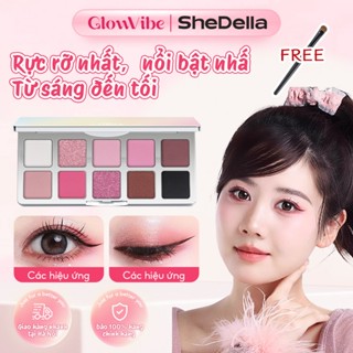  Shedella Bảng màu mắt 10 ô Đa năng Phấn mắt lấp lánh Kháng nước Lâu trôi Dễ sử dụng cho người mớ 