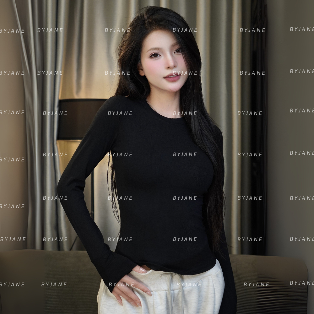 Áo Thun Nữ Dài Tay Cổ Tròn Basic Co Giãn 4 Chiều Ôm Body Mềm Mịn Thời Trang BYJANE – 888 | BigBuy360 - bigbuy360.vn
