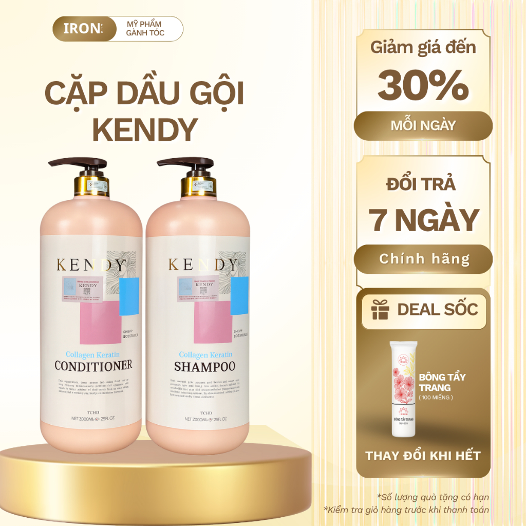 Dầu gội, xả dưỡng sinh cao cấp Kendy 2000ml giúp tóc chắc khỏe bóng mượt