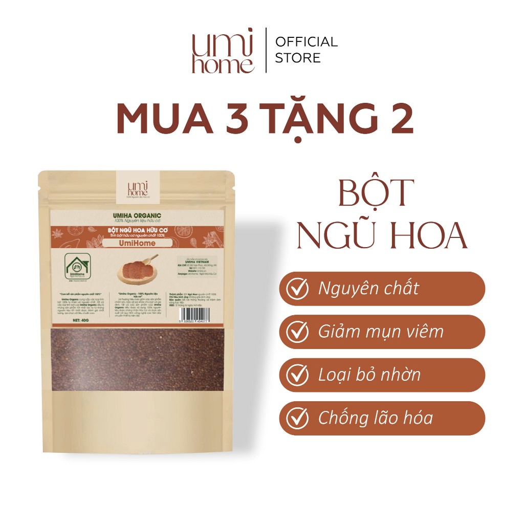 Hạt Ngũ Hoa nguyên chất UMIHOME | Five flower powder 100% Organic 40G