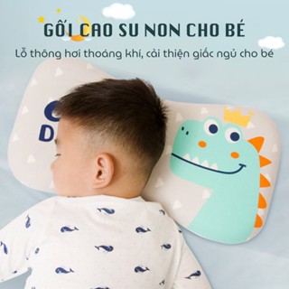 Gối cao su non cho bé sơ sinh Mingo chống bẹp đầu vải thở co giãn 4 chiều thông hơi êm mềm