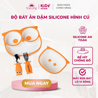  Bát Ăn Dặm Cho Bé Silicone Taeang Chén Ăn Dặm Cho Bé Chịu Nhiệt Có Đế Hít Chống Đổ Hình Con Cú 