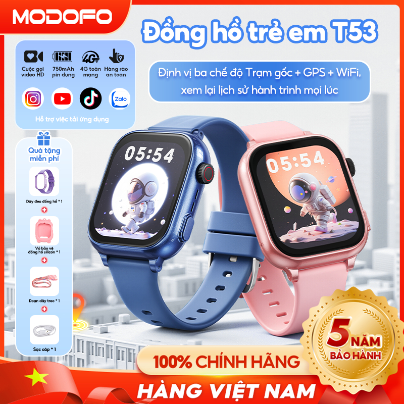 KIUMO Đồng Hồ Thông Minh Trẻ Em Chống Nước Màn Hình Cảm Ứng IPS HD Camera Kép T53